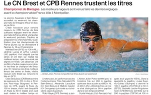 Ouest France 6 décembre 2021: Chpts BZH Hiver 50m 